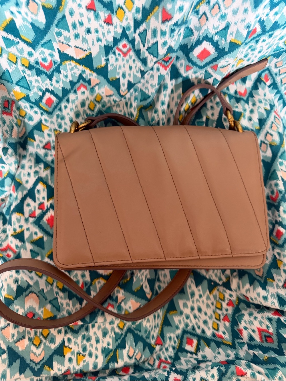 ANTONIO MELANI Quilted Crossbody Bag in Tan